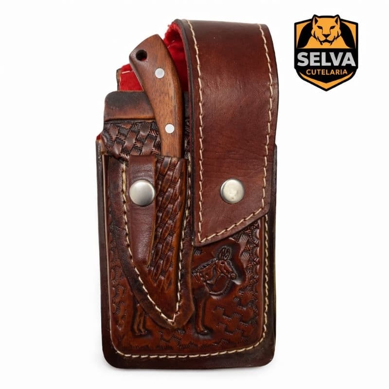 Capa com Faquinha Campeira Bainha Canguru de Couro Legítimo