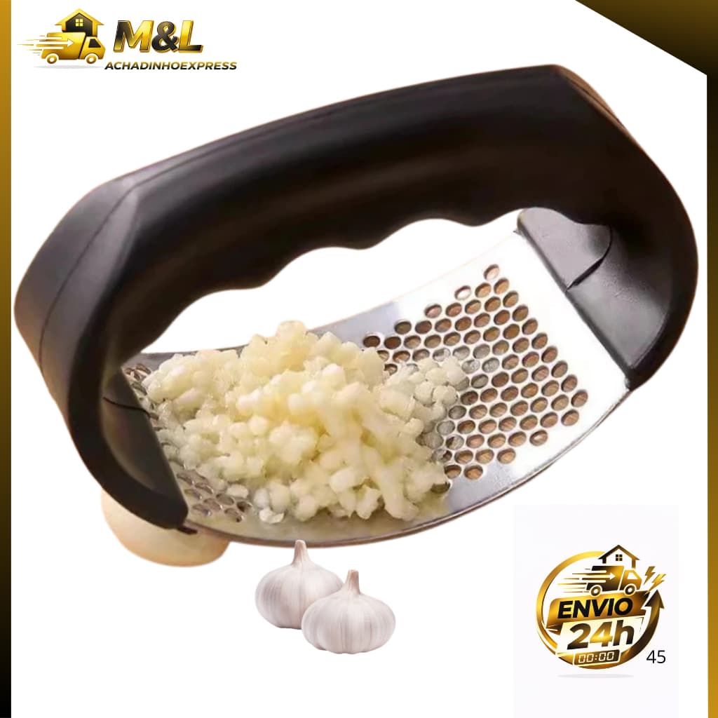 Espremedor Amassador Triturador de Alho Inox Manual Cozinha