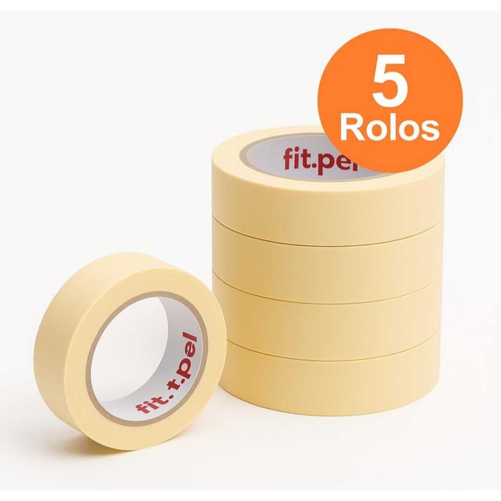 Fita Crepe 19mm x 10m Pintura e Proteção Uso Geral Atacado - 5 Rolos