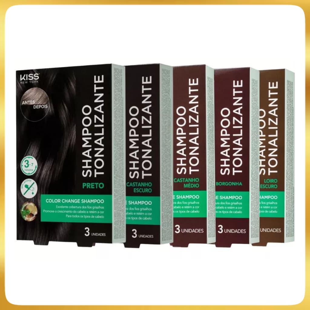 Kiss New York Color Change Shampoo Tonalizante Castanho Escuro&Preto
