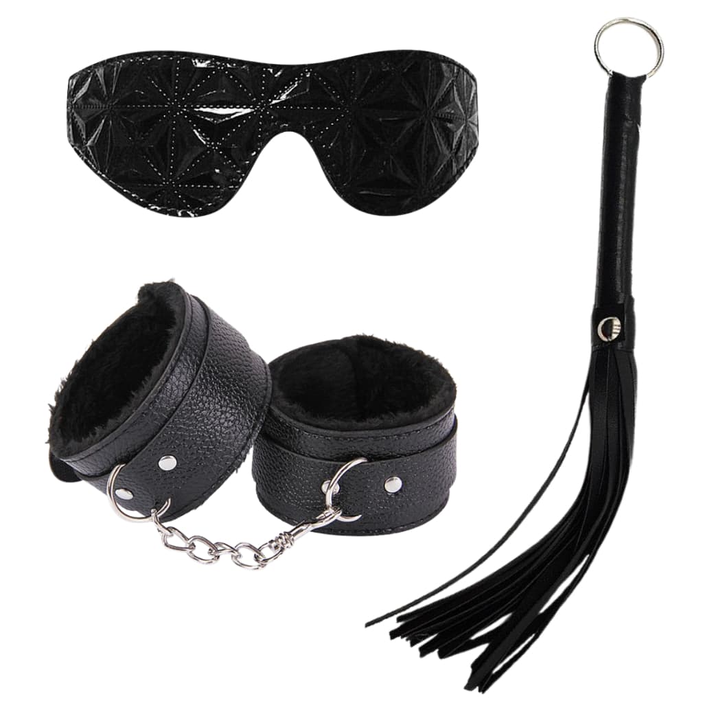 Kit BDSM Erótico Algema Venda e Chicote 3 Peças Sex Shop
