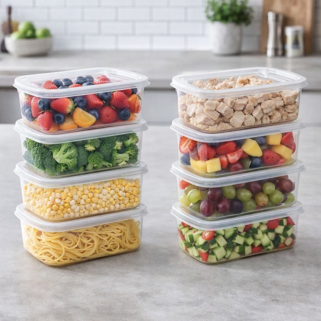 Potes Plástico, 800 ml Retangular Para Microondas Freezer Geladeira