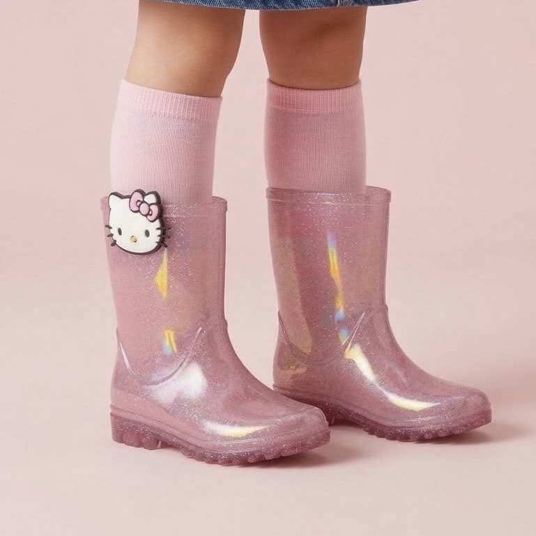 Bota Infantil Galocha Menina Cano Alto Impermeável Chuva Estilosas Tratorada Confortáveis