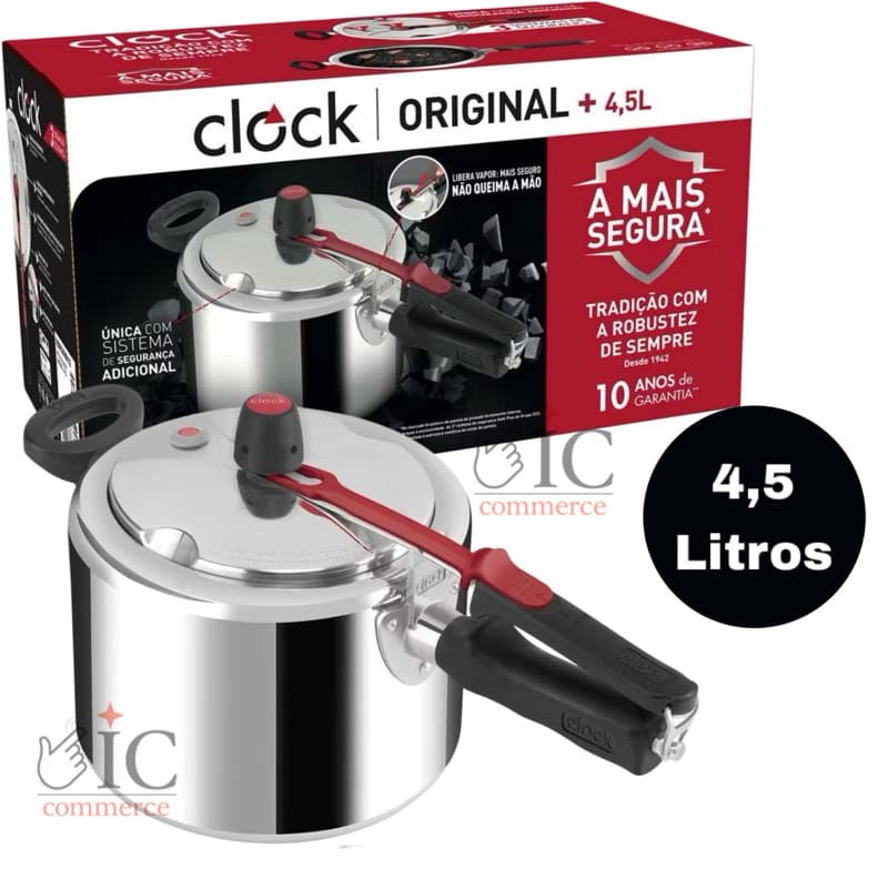 Panela de Pressão Clock 4,5L Original Alumínio polido