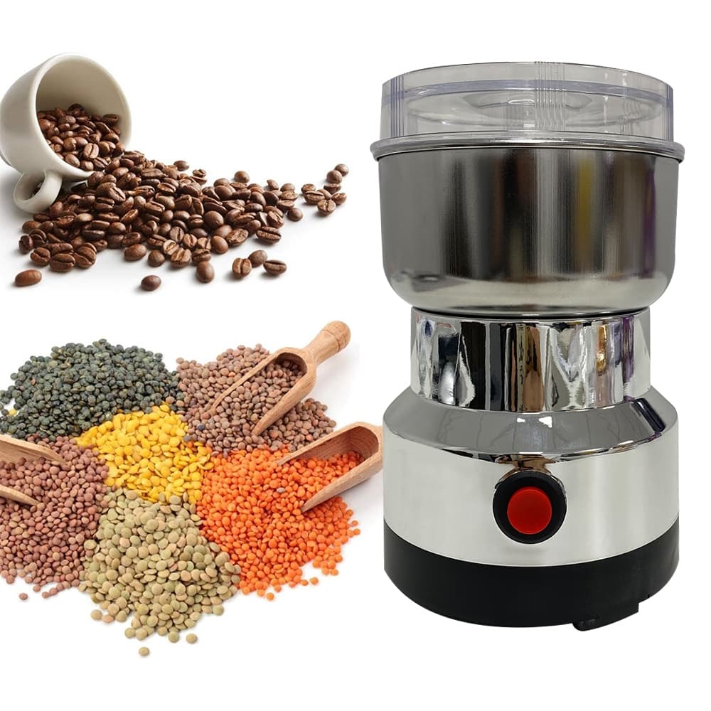 Moedor Multifuncional com 4 Lâminas de CaféGrão Sementes Elétrico Inox Portátil 220V