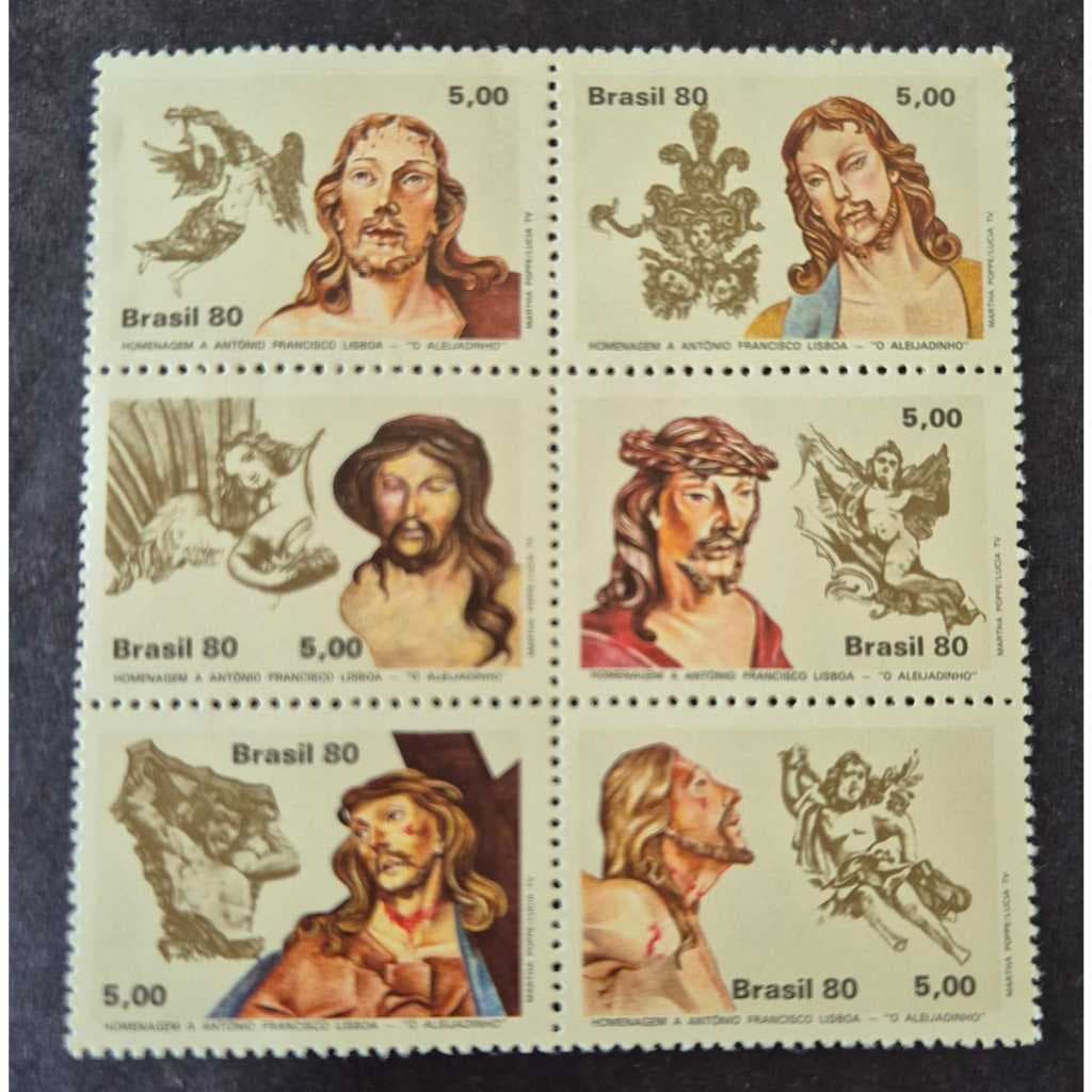 Selo dos correios - homenagem a Antônio Francisco Lisboa 1980 - selos novos C1177 a C1182