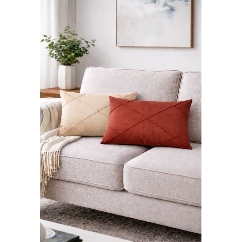 ( 2 ) Capas de Almofadas Baguete Suede Drapeada 50x30