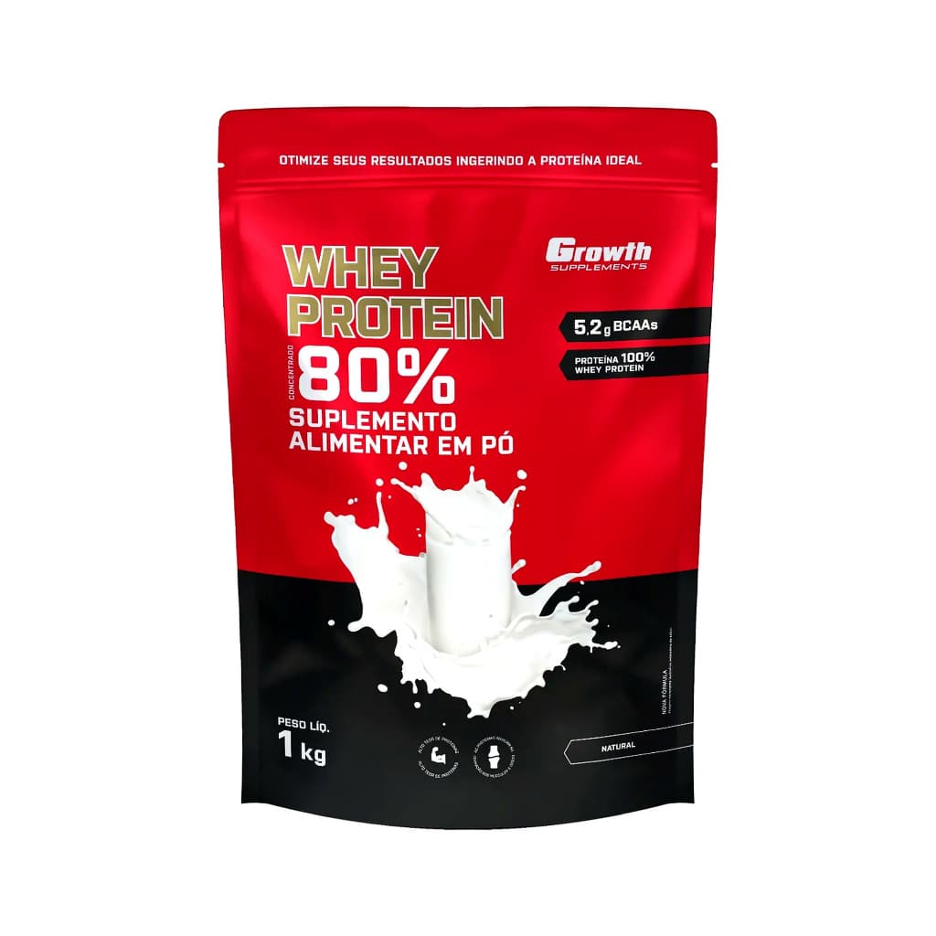 100% Whey Protein Concentrado (80% Proteína Pura) - Pacote 1000g - Diversos Sabores - 100% Original