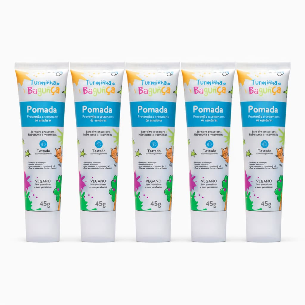 Kit 05 Pomadas Prevenção de Assaduras  Turminha Da Bagunça 45g