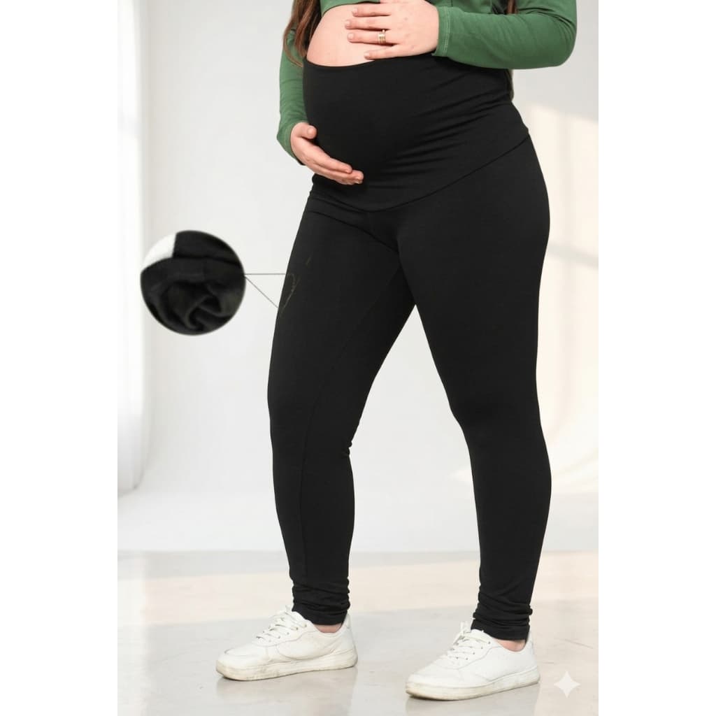 Legging Gestante Flanelada Peluciada Forrada Grávida Mãe