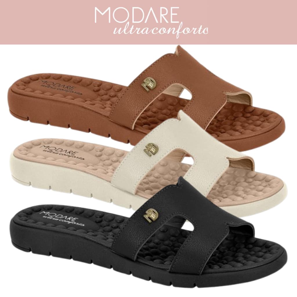 Chinelo Sandália Modare Feminino Conforto Massageador Rasteira Ortopédico Slide 7162.330