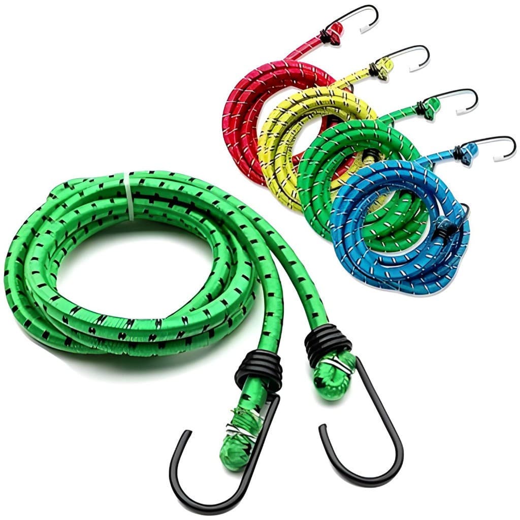 Kit Elástico Extensor 1,5m com Gancho Ferro 8mm Reforçado Corda Bagagem Moto Carro Alta Resistência Promoção