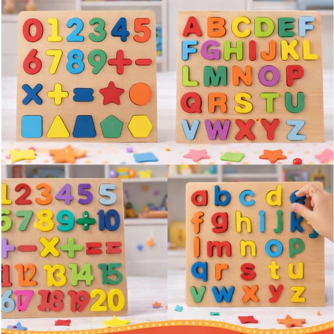 Letras e Numeros de Madeira Aprendendo Alfabeto