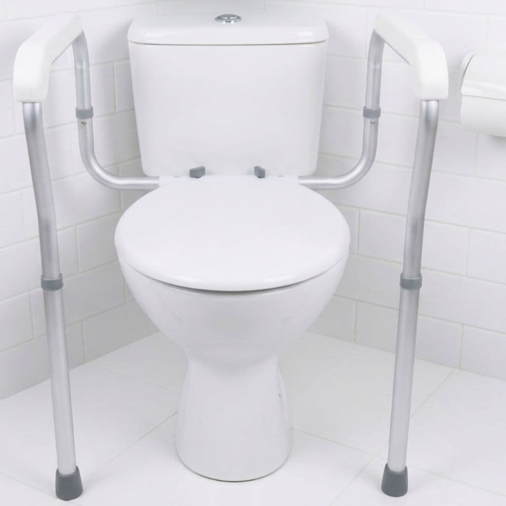 Barra Apoio Reforçada 135 kg Vaso Sanitário - Alças Segurança Alumínio Regulagem de Altura