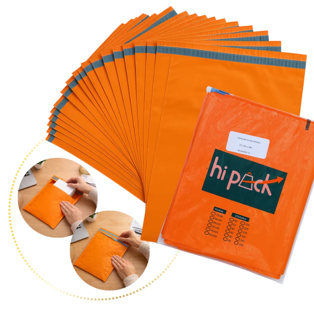 50 Envelope Segurança 26x36 Adesivo Lacre Envio Full Correio Laranja 