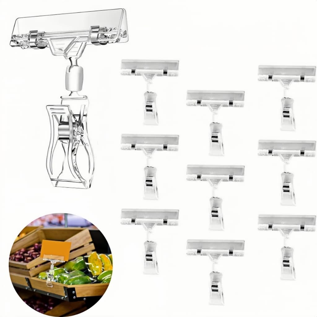 Kit 10 Porta Preço Articulado Robozinho Para Arara Transparente