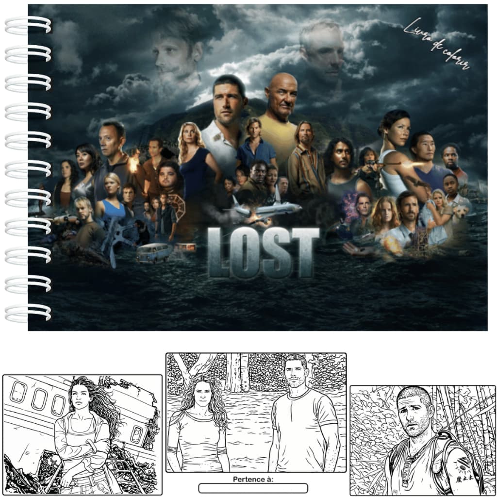 Livro de Colorir Inspirado na Série Lost Capa Dura 50 Folhas 180g + Acetato