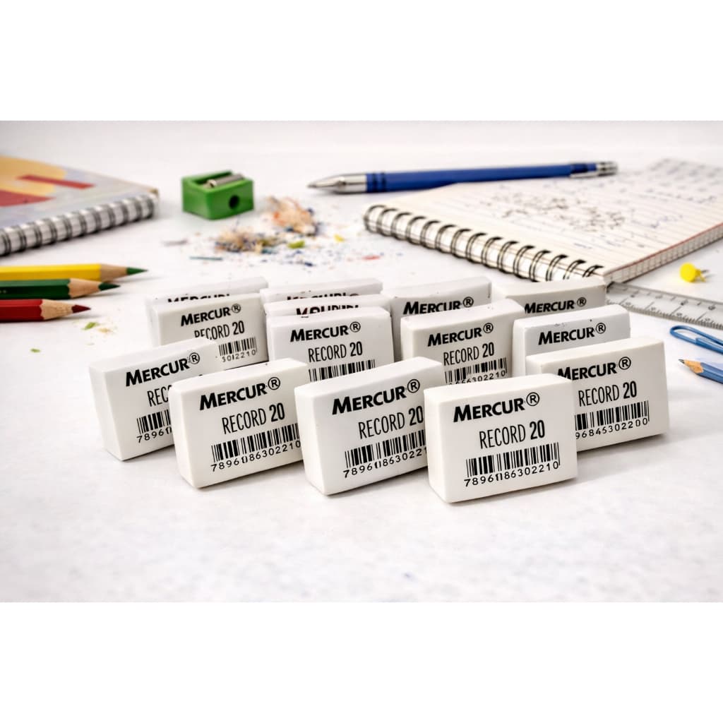 Borracha Mercur Record N.20 Branca Escolar Caixa com 20 Unidades 