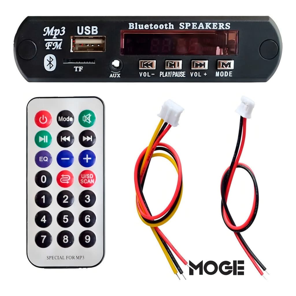 Placa Leitor USB MP3 Bluetooth 5.0 | Rádio FM | SD | AUX | Com Controle