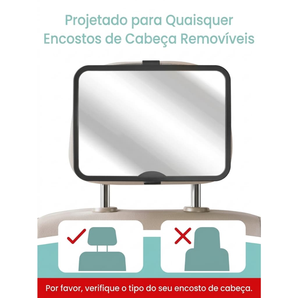 Espelho Retrovisor para Bebê Back Seat Ajustável Cadeirinha Segurança