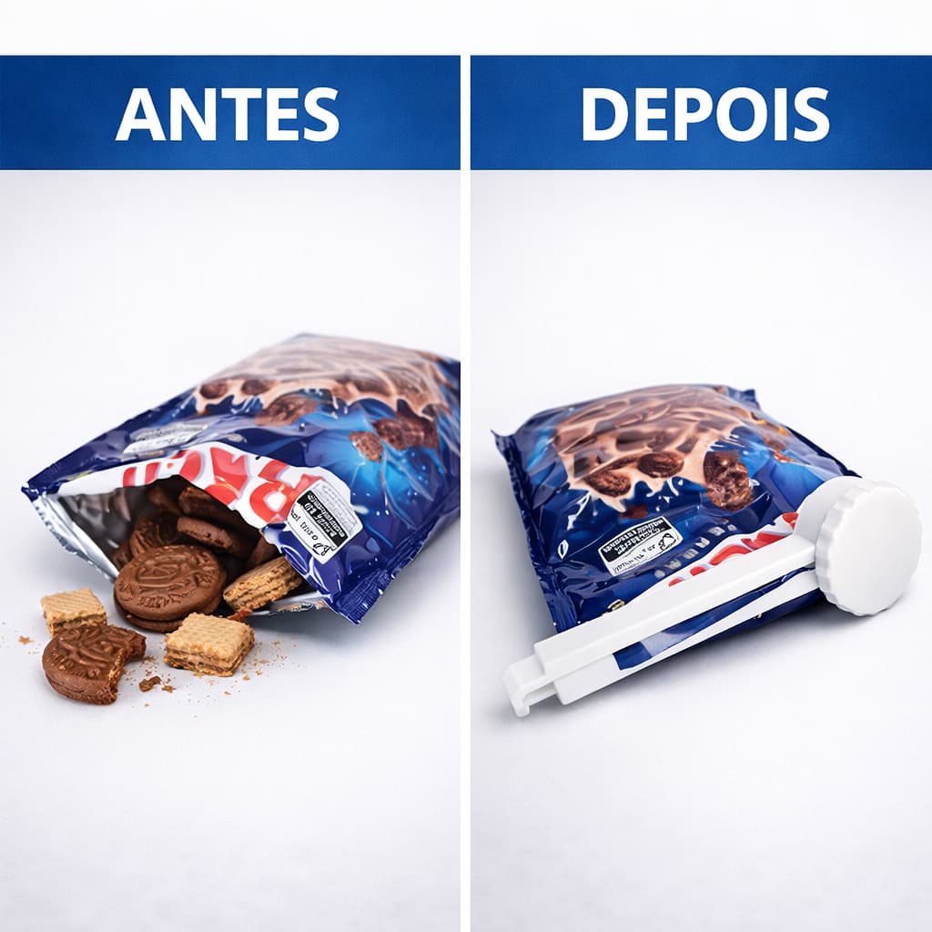 Lacre Vedador de Pacote Reutilizável | Fecha Saco Hermético Biscoito Café Alimentos