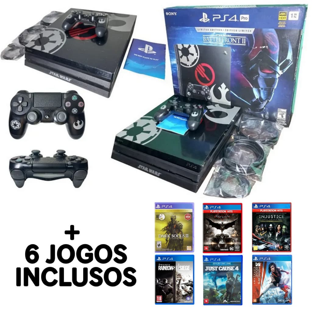 PS4 Pro 1tb Star Wars Battlefront 2 Edição De Colecionador - Usado/Excelente Estado + 6 Jogos Usados