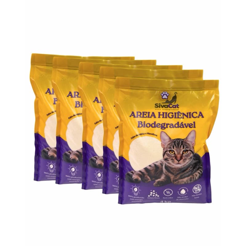 Areia Biodegradável Siva Cat -  5 pacotes de 4kgs= 20 kgs