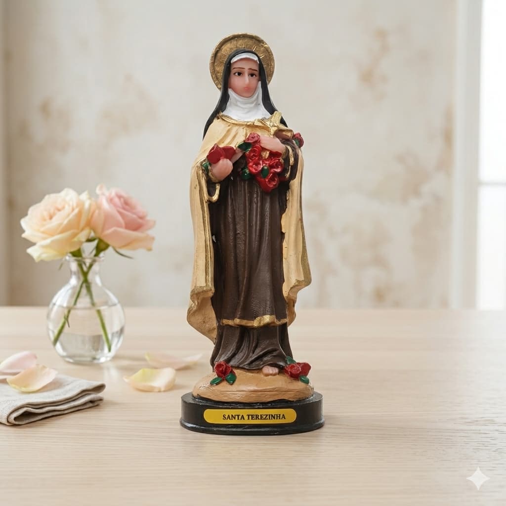 Estatueta Santa Terezinha Do Menino Jesus 15cm De Resina Decoração Imagem Religiosa