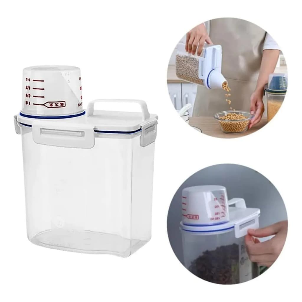 Pote C/ Medidor 1.5 L Cereal Ração Grãos Hermético Dispenser