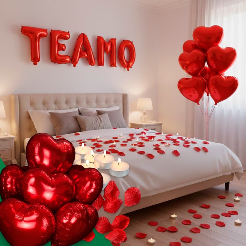 Kit Romântico 300 Pétalas + 10 Velas + 6 Balões + Te Amo