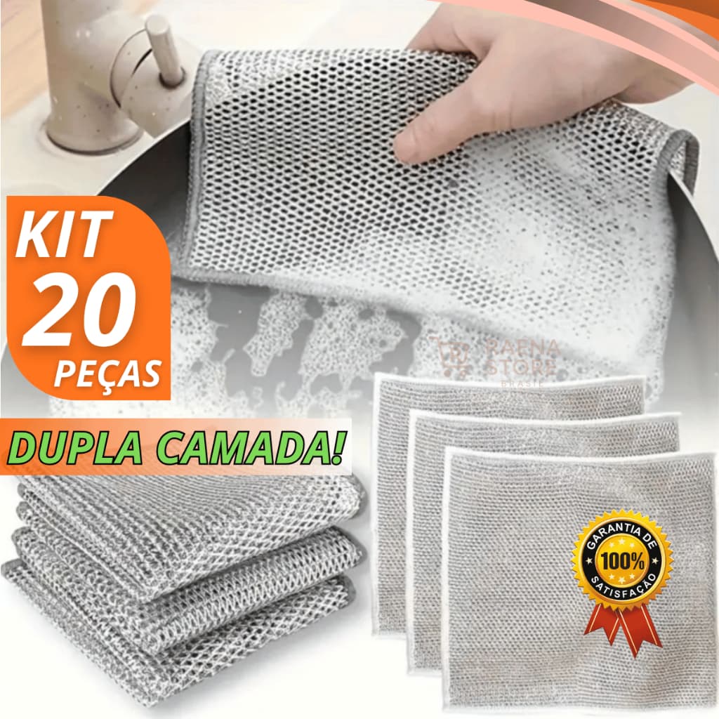 Kit Pano de Limpeza de Aço Arame Metálico Inox Arear Panela Fogão e Louça Tira Gordura Reutilizável