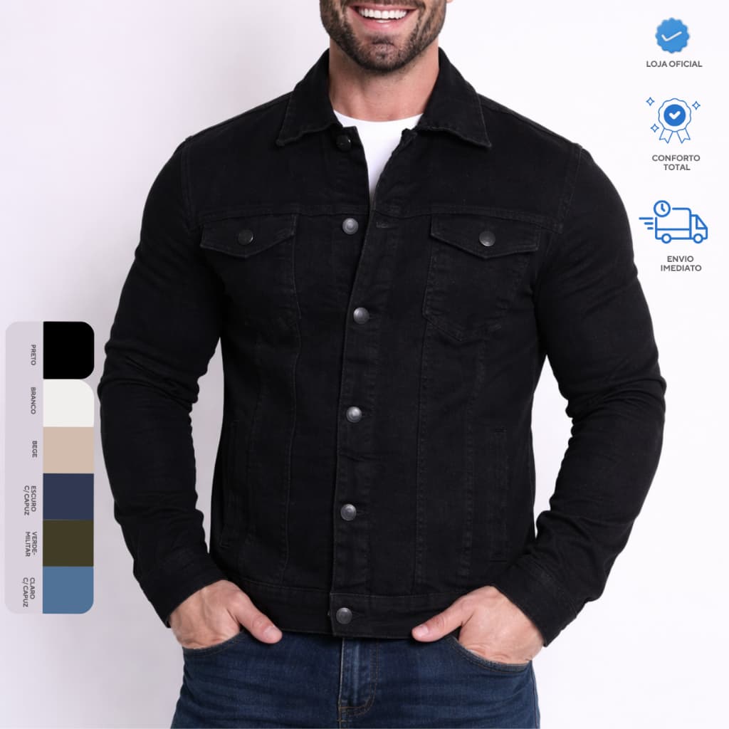 Jaqueta Jeans Sarja Masculina Fit Coloridas Casual Versátil