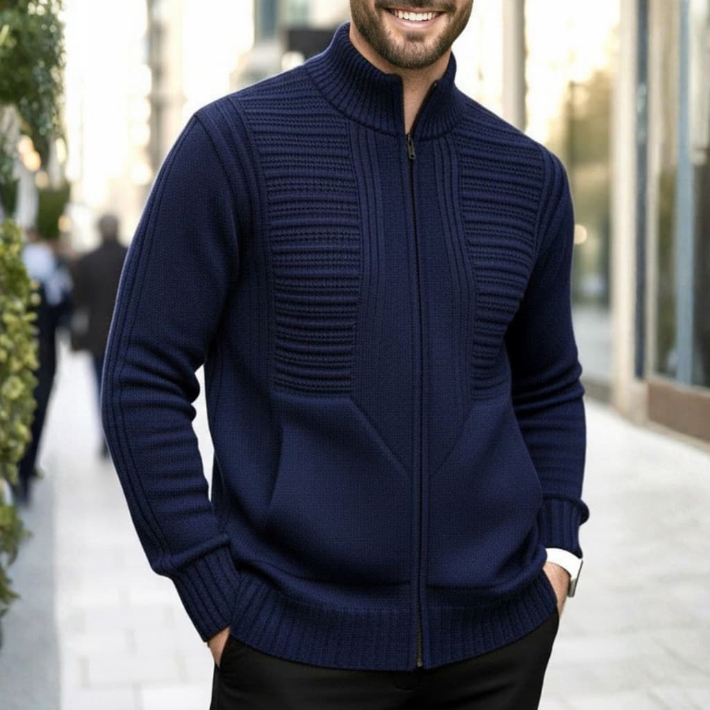 Suéter Masculino Blusa Masculina De Frio Com Ziper e Bolsos Grossa