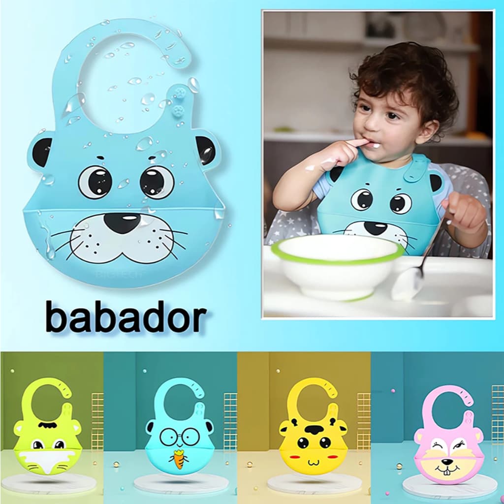​​Babador Bebê Menino E Menina De Silicone Impermeável Ajustável Sem BPA  Blw Bibs