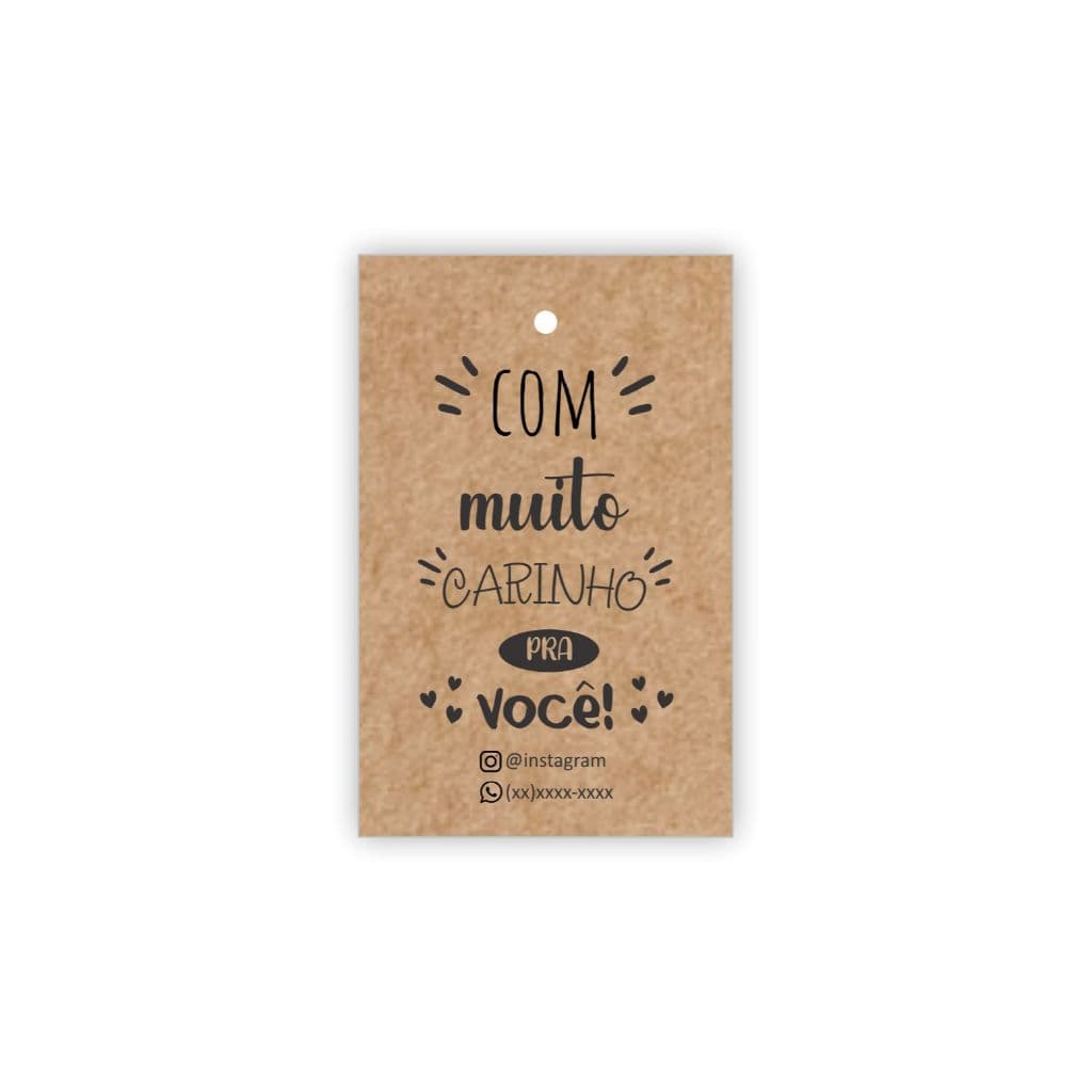 100 Tags personalizadas em kraft - Tamanho 5cmX9cm