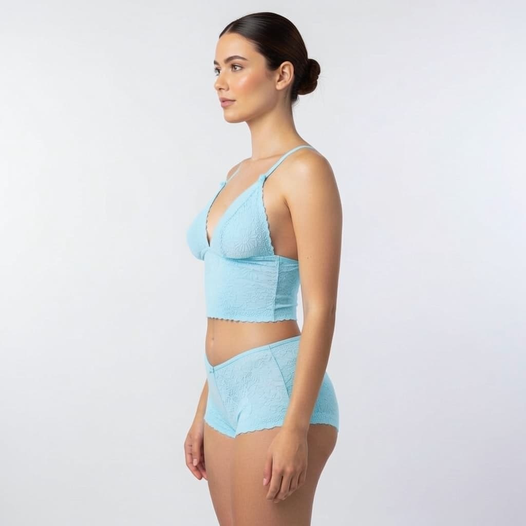 Lingerie de Renda Plus Size Conjunto Espera Marido Cropped e Calcinha Shorts Sexy Sensuel