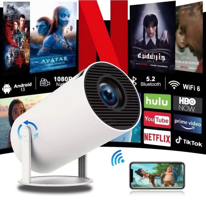 PROJETOR DE IMAGEM HY300 ORIGINAL PORTÁTIL 4K HD ATÉ 120 POLEGADAS CELULAR, TV B0X, TV STICK  WIFI E BLUETOOTH 110/220V