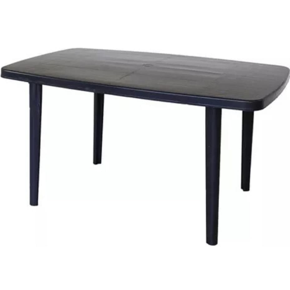 Mesa Retangular Com Pés Desmontáveis De Plástico Fácil De Guardar E Limpar Com Furo Guarda Sol