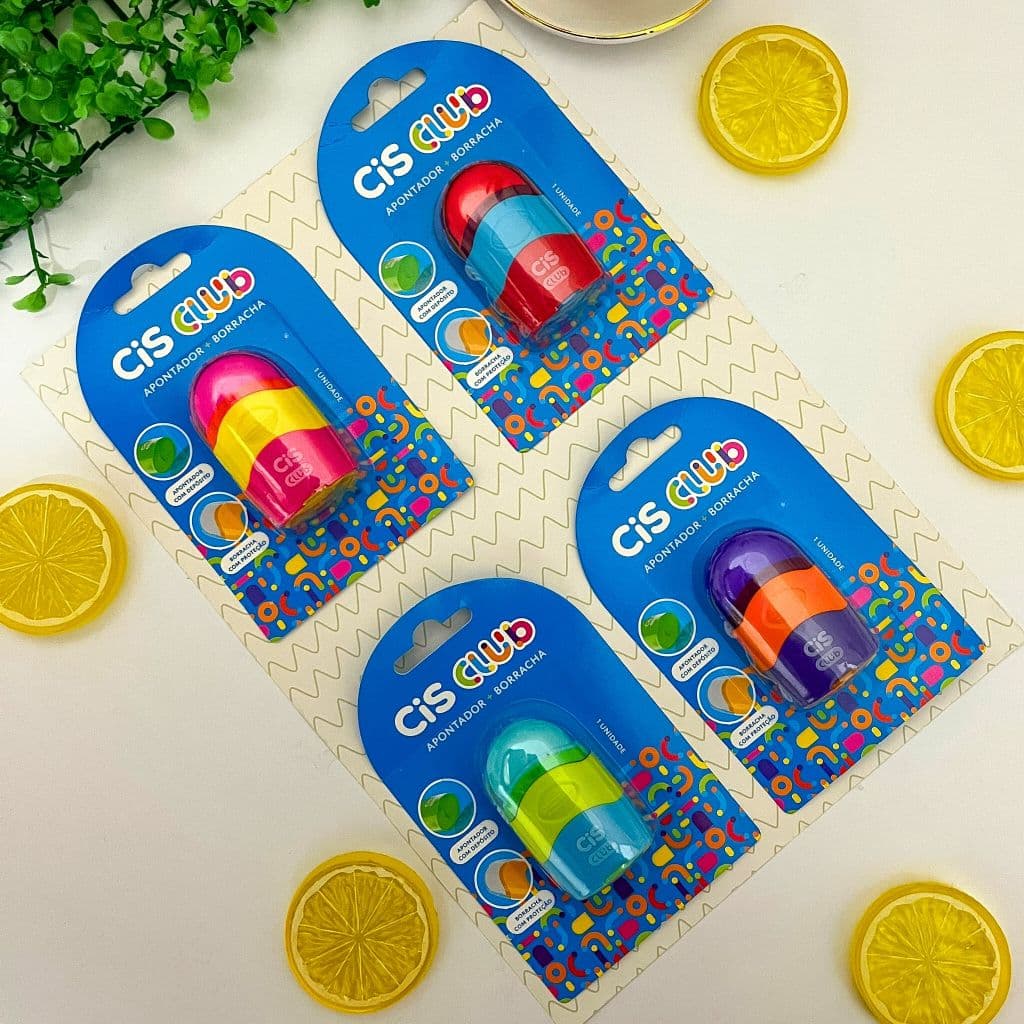 Apontador com Depósito + Borracha Colorido Cis Club - CIS