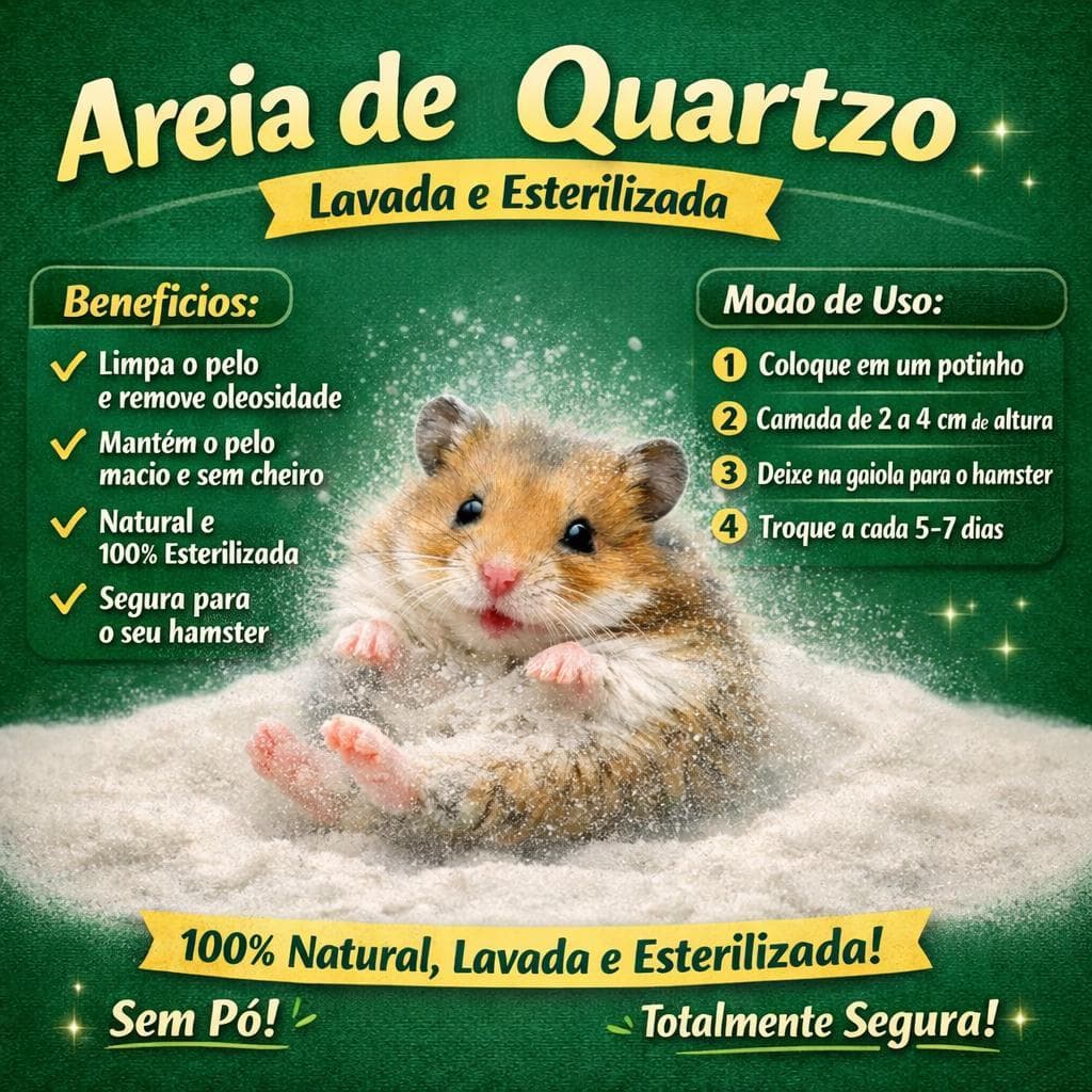Areia de Quartzo 00 (1kg) para Aquário Banho a Seco Roedores Hamster