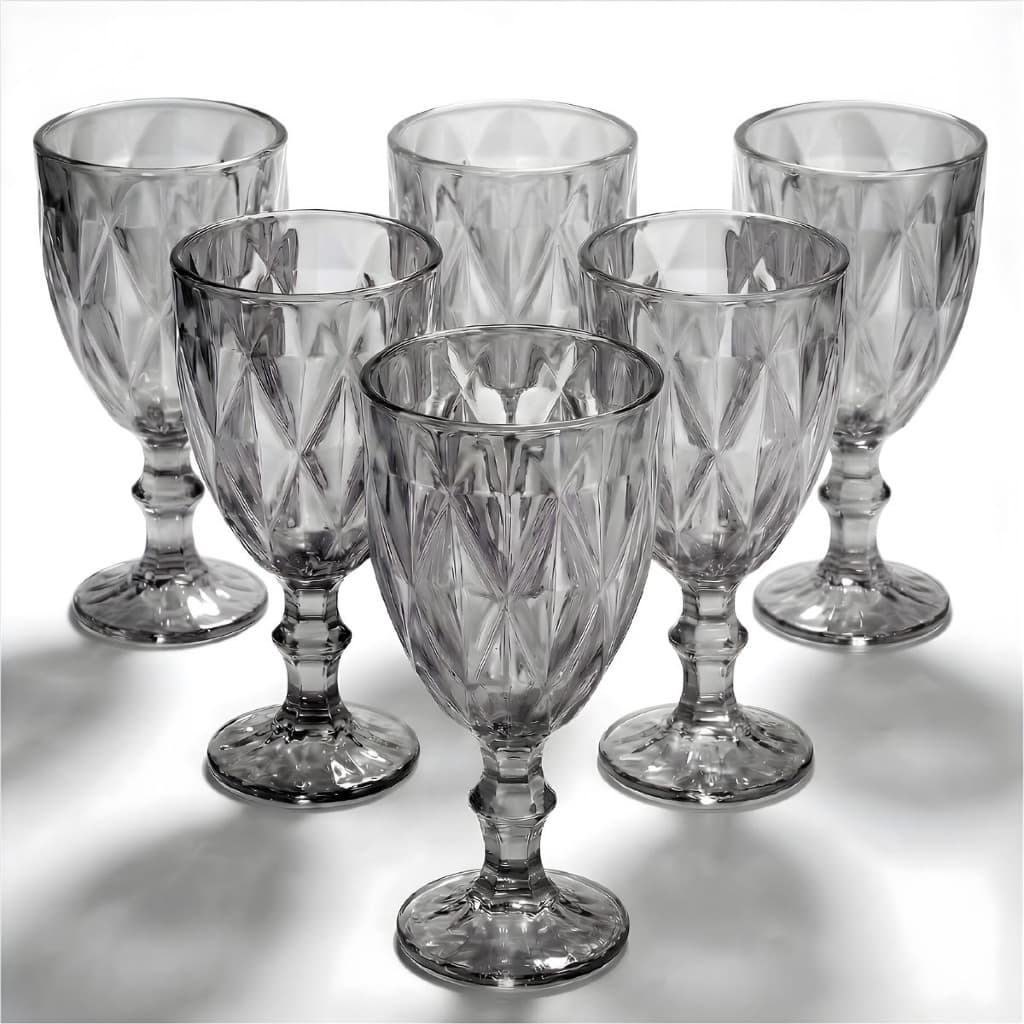 Jogo 3/6/12 Taças Diamond Bico De Jaca Dourado Azul Verde Furta cor Fume Água Vinho 330ml