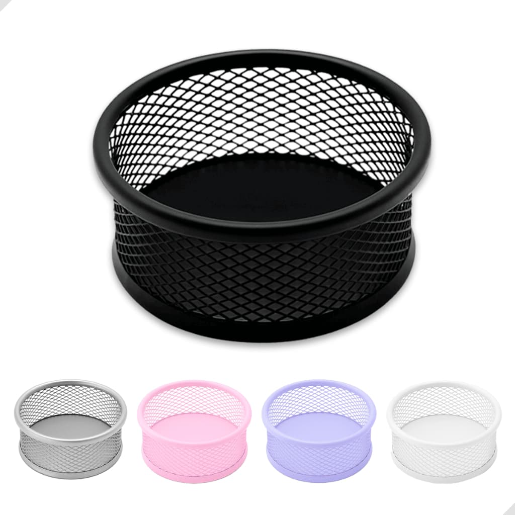 Kit 5 Porta Clips de Metal Pequeno 9x4cm Aramado Resistente Para Escritório Organizador de Mesa