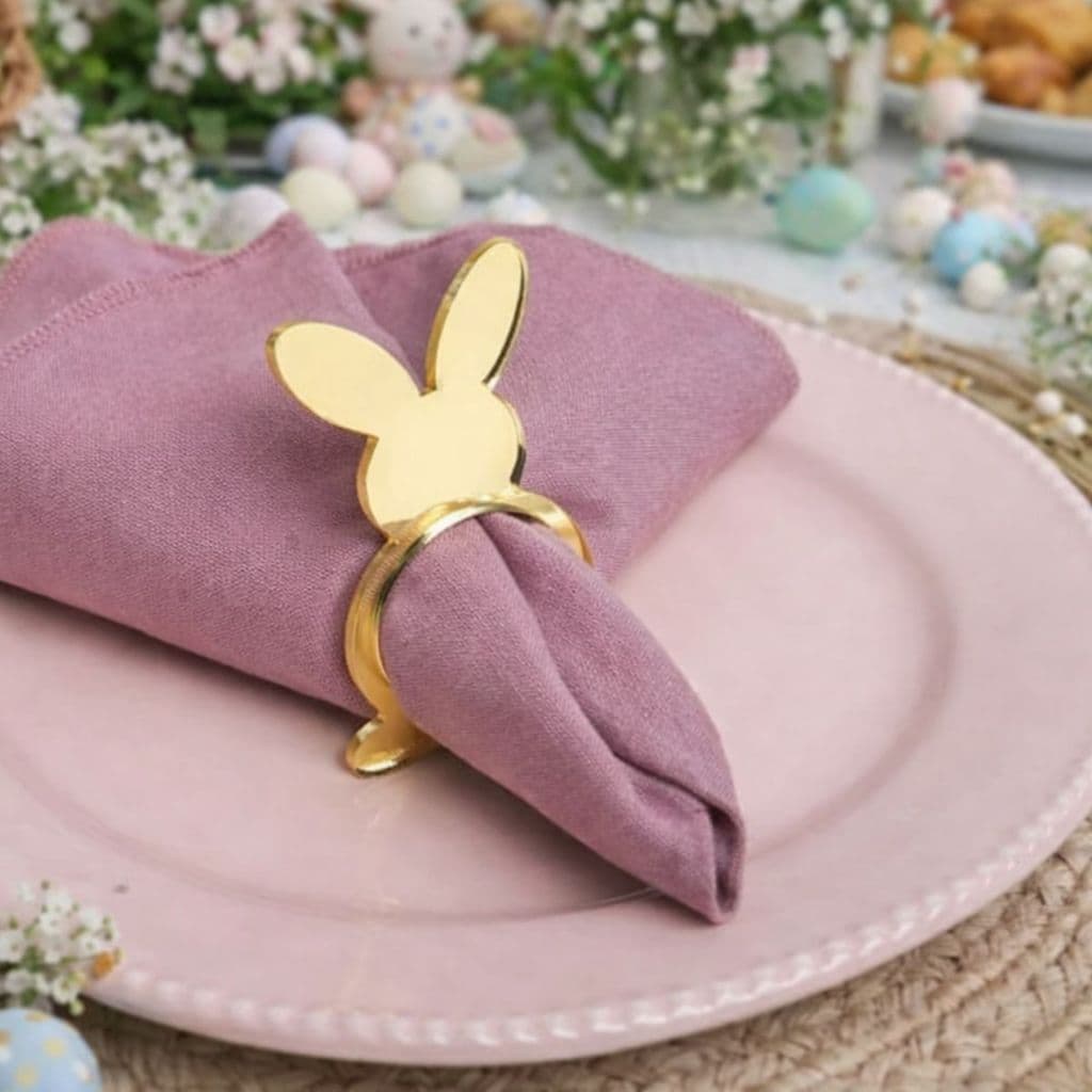 Kit 10 Porta Guardanapos Coelho Mesa Posta Decoração Dourado