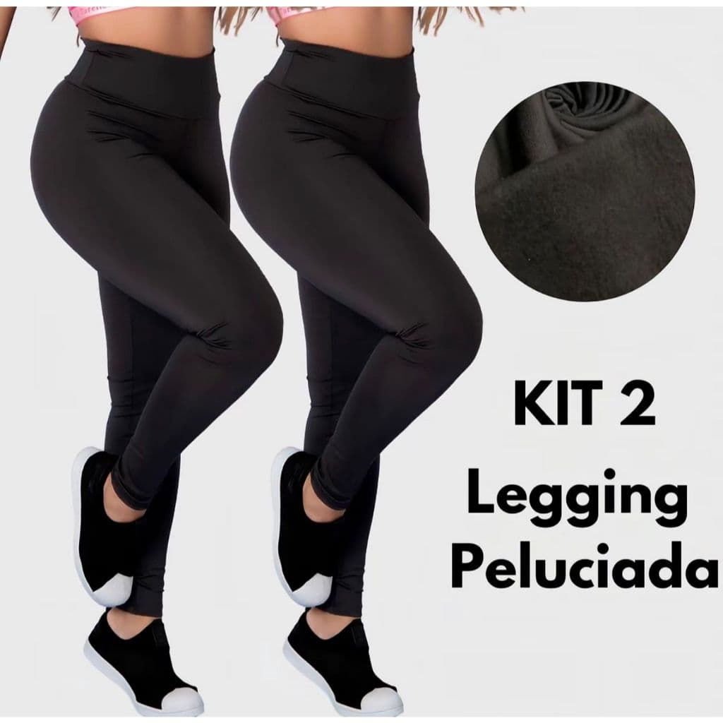 Kit 2 Calça Termica Flanelada Legging Academia Suplex Grossa Modeladora Leg Cintura Alta Peluciada