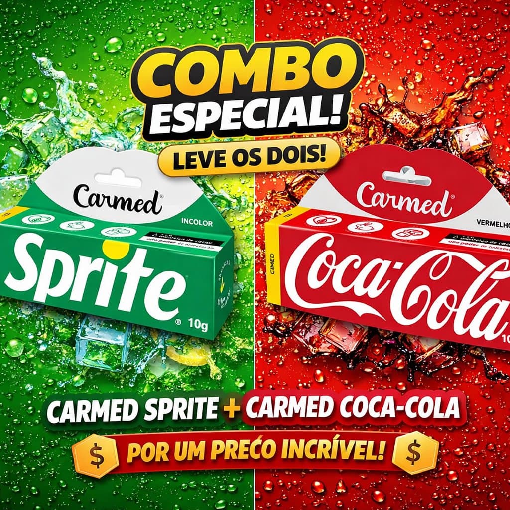 Hidratante Labial Carmed Sprite + Carmed Coca-Cola Vermelho
