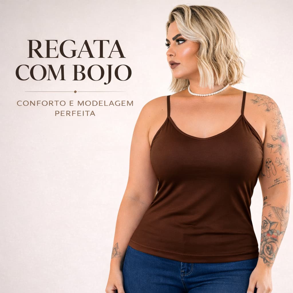 Regata Feminina Com Bojo Poliamida Premium Conforto e Modelagem Perfeita P ao G3