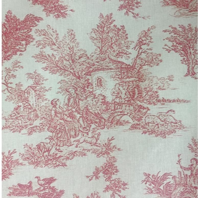 Tecido Tricoline Toile de Jouy / Provençal Vermelho