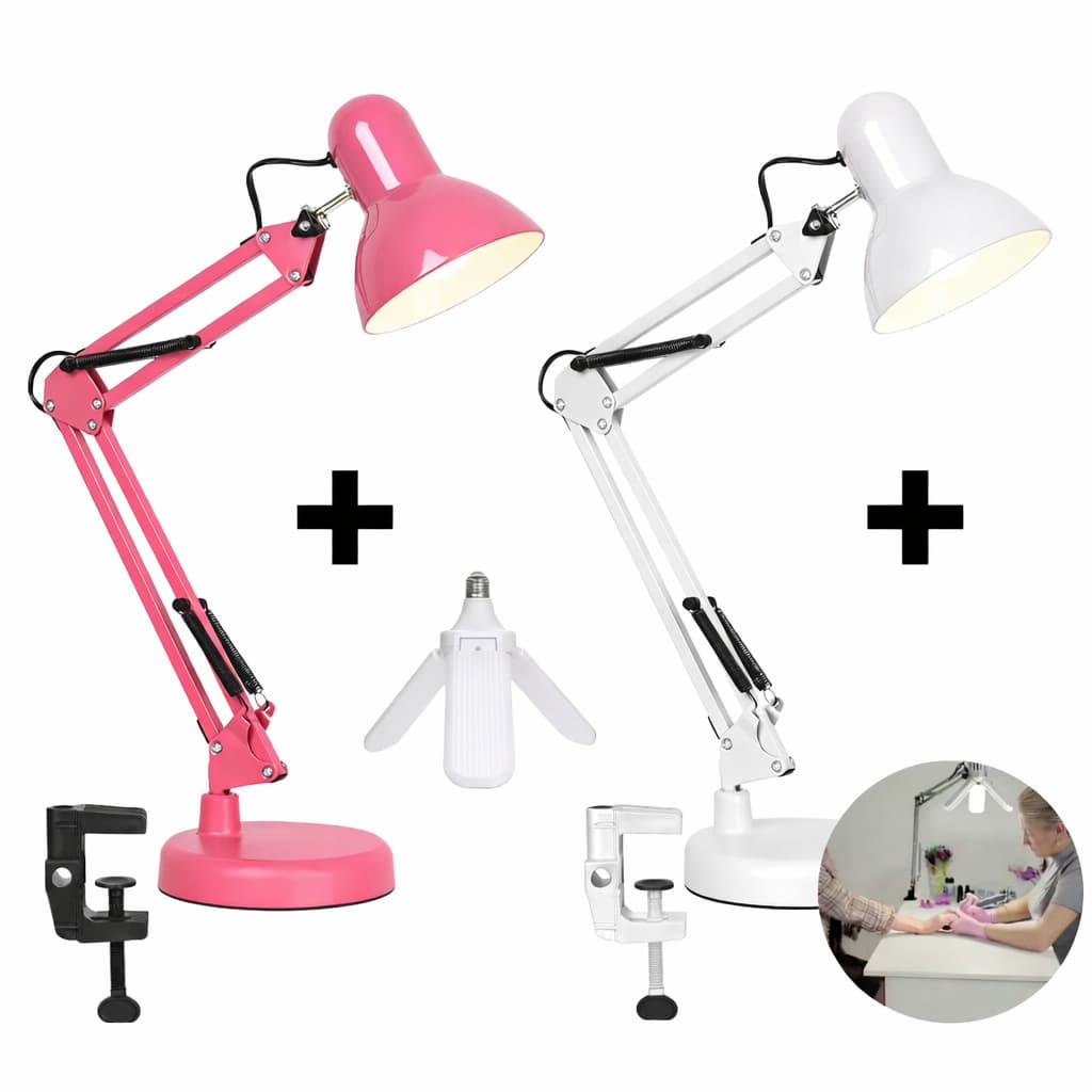 Luminária Articulada de Mesa com Garra Regulável Metal para Manicure Estética Leitura Bancada