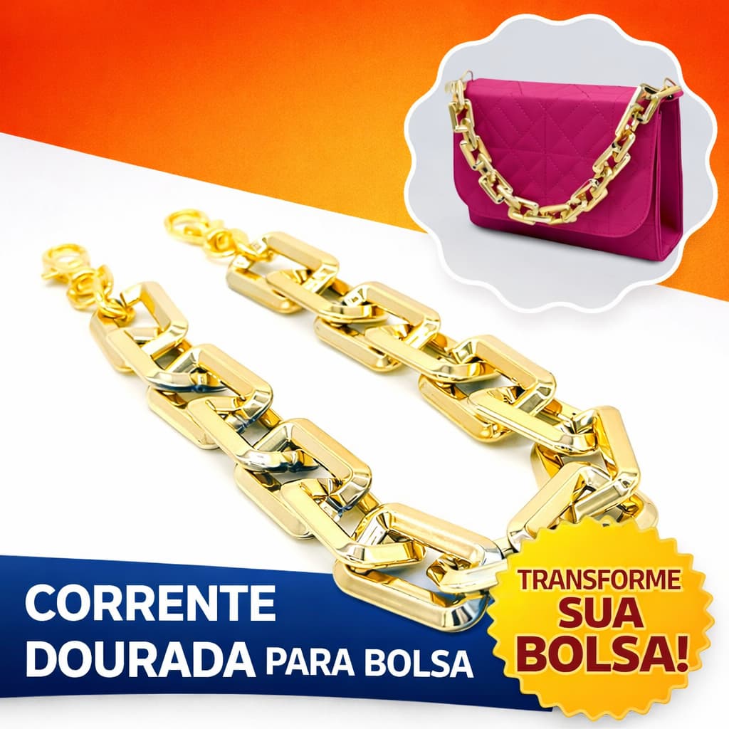 Alça Avulsa Premium para Bolsa Feminina | Corrente Grossa Dourada