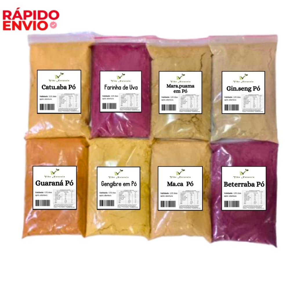 Combo Pré Treino Energético Natural - Beterraba, Guaraná, Farinha de Uva, Gengibre e outros